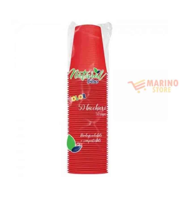 Bibo 50 Bicchieri Bioplastica Rossi 200 cc