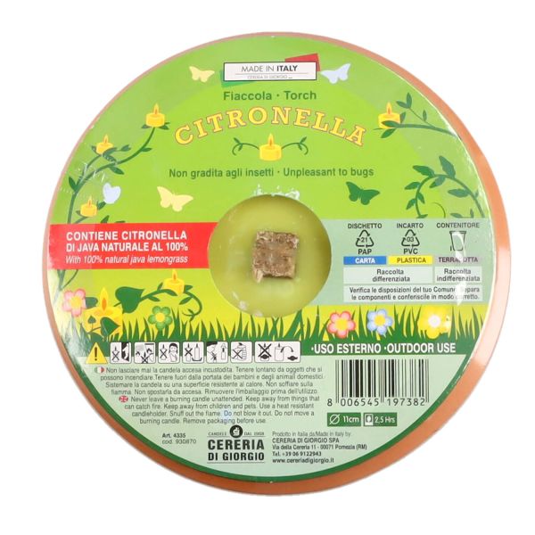 Fiaccola Coccio 11 cm Citronella 1 pz