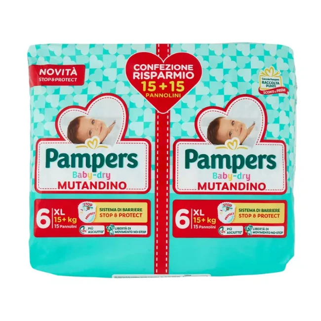 Pampers Baby Dry Mutandine per Doppia Protezione XL x 30