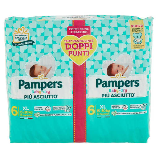 Pampers Pannolini Baby Dry per Doppia XL x 34 n. 6