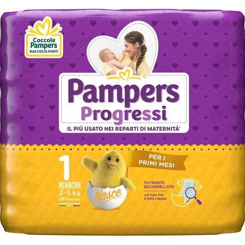 Pampers Pannolini Progressi New Born x28 2/5 kg N.1