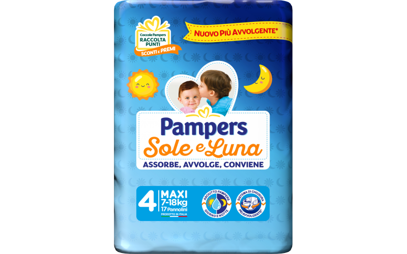 Pampers Pannolini Sole e Luna Maxi 17 Pezzi 7/18 kg N. 4