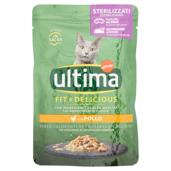 Ultima Cibo per Gatto Sterilizzato Fit & Delicious Pollo 85 g